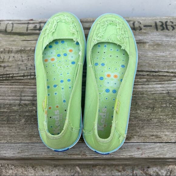 Keds bright green twill canvas fray toe slide on shoes - Picture 7 of 7